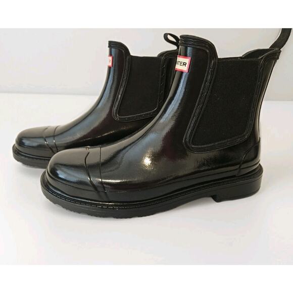 NEW Hunter Commando Chelsea Gloss Boot Women SZ 11 Block Heel Flexible G - Picture 3 of 11